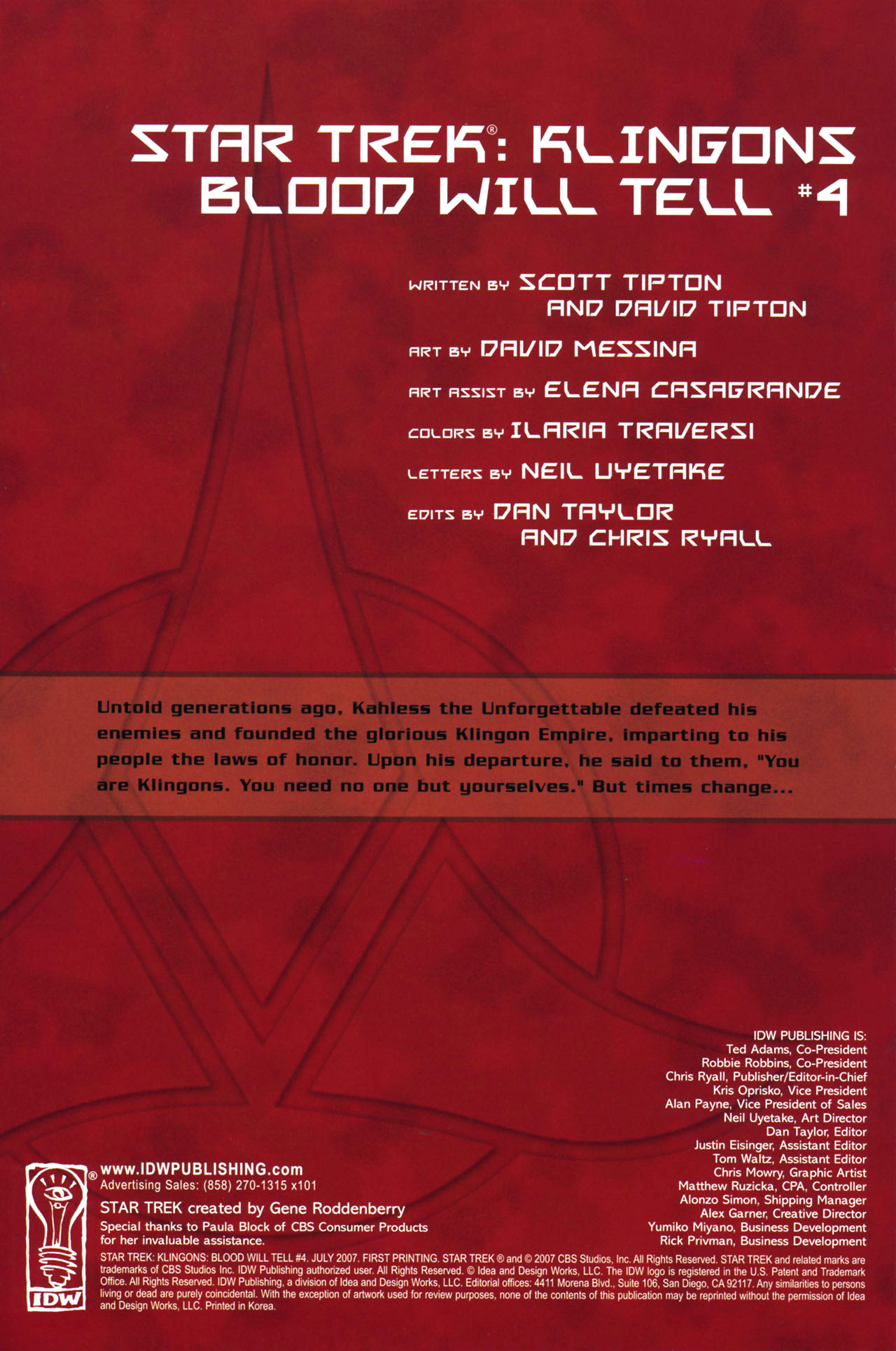 Read online Star Trek: Klingons: Blood Will Tell comic -  Issue #4 - 2