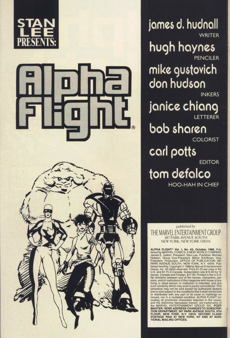 Read online Alpha Flight (1983) comic -  Issue #63 - 2