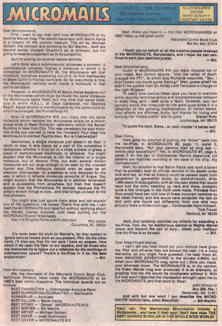Read online Micronauts (1979) comic -  Issue #21 - 19