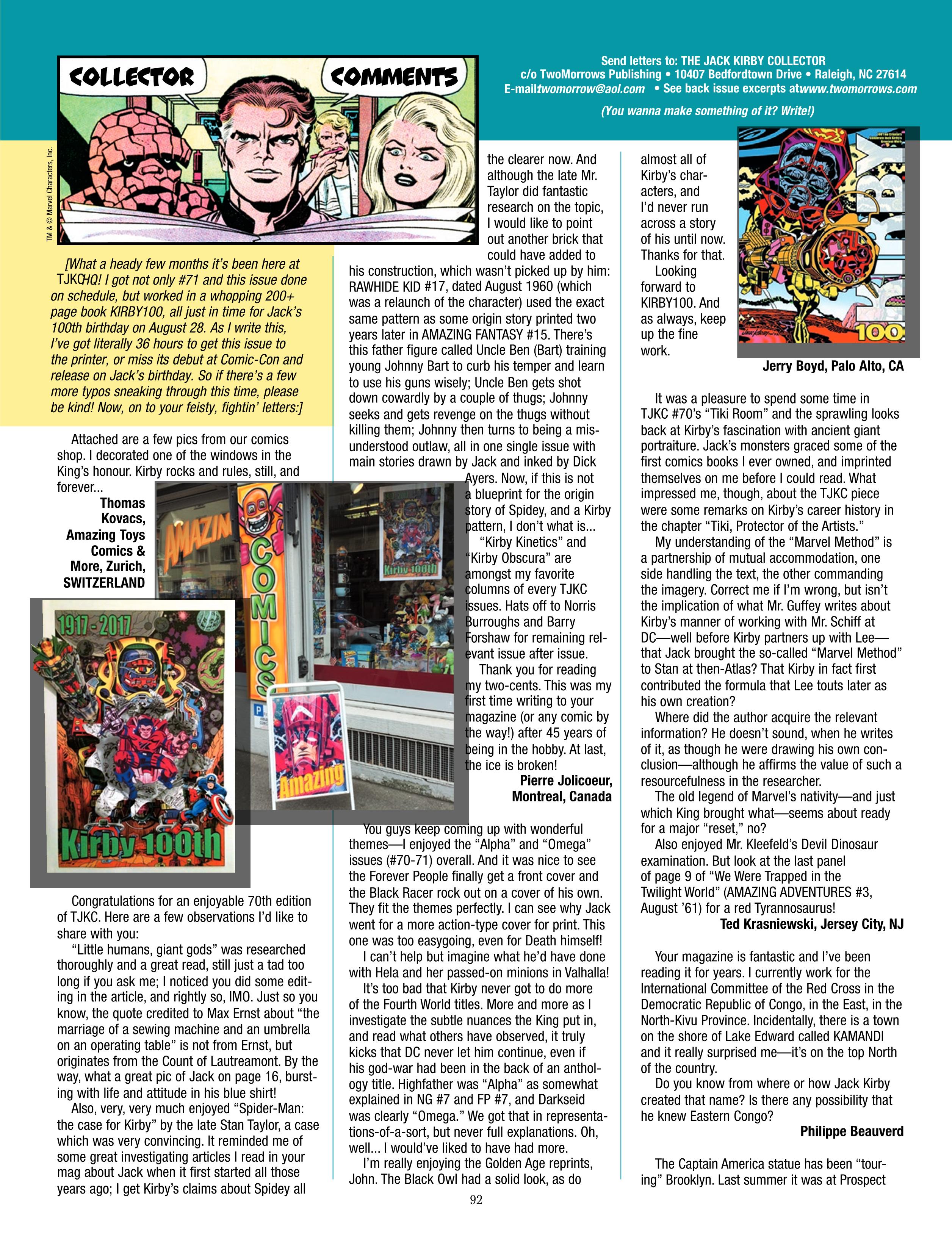 Read online The Jack Kirby Collector comic -  Issue #72 - 94