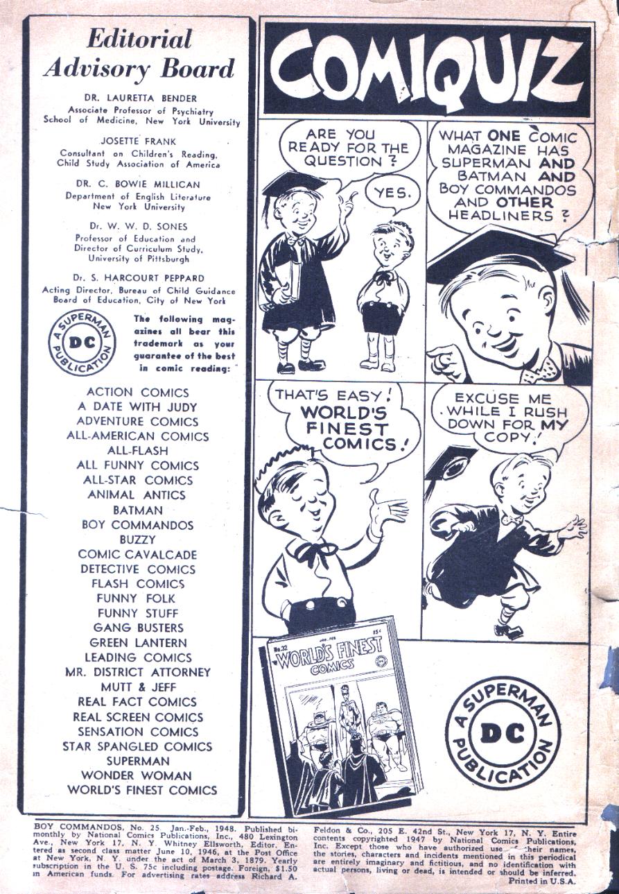 Read online Boy Commandos comic -  Issue #25 - 2