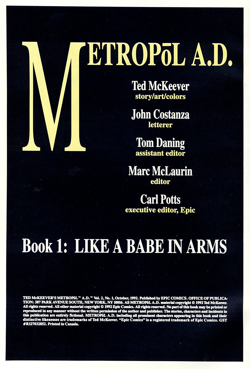 Read online Ted McKeever's Metropol AD comic -  Issue #1 - 2