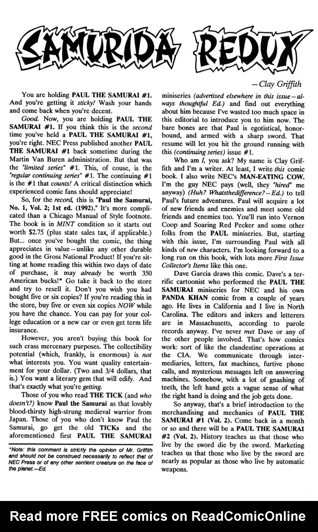 Read online Paul the Samurai (1992) comic -  Issue #1 - 28