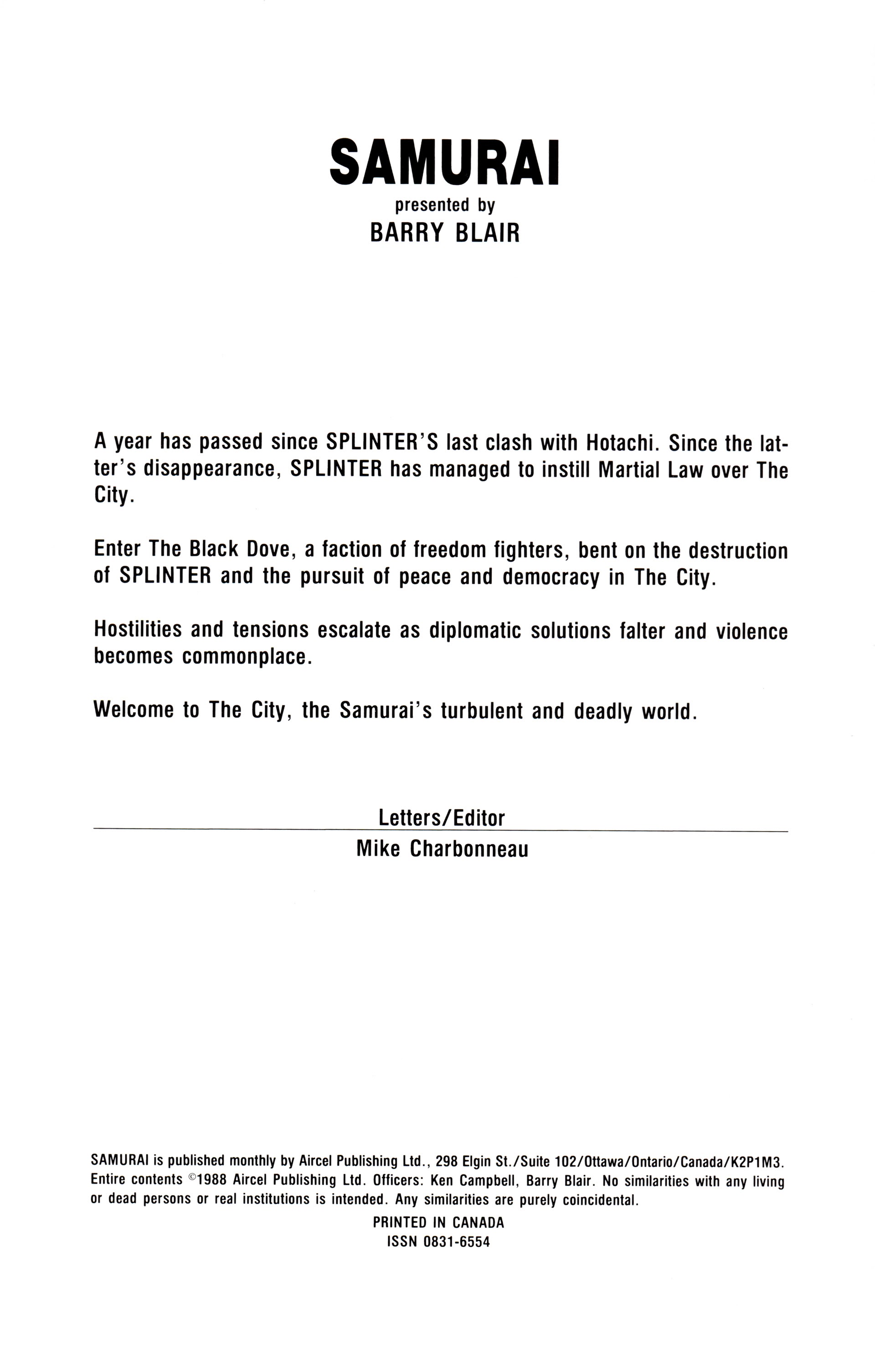 Read online Samurai (1988) comic -  Issue #1 - 2