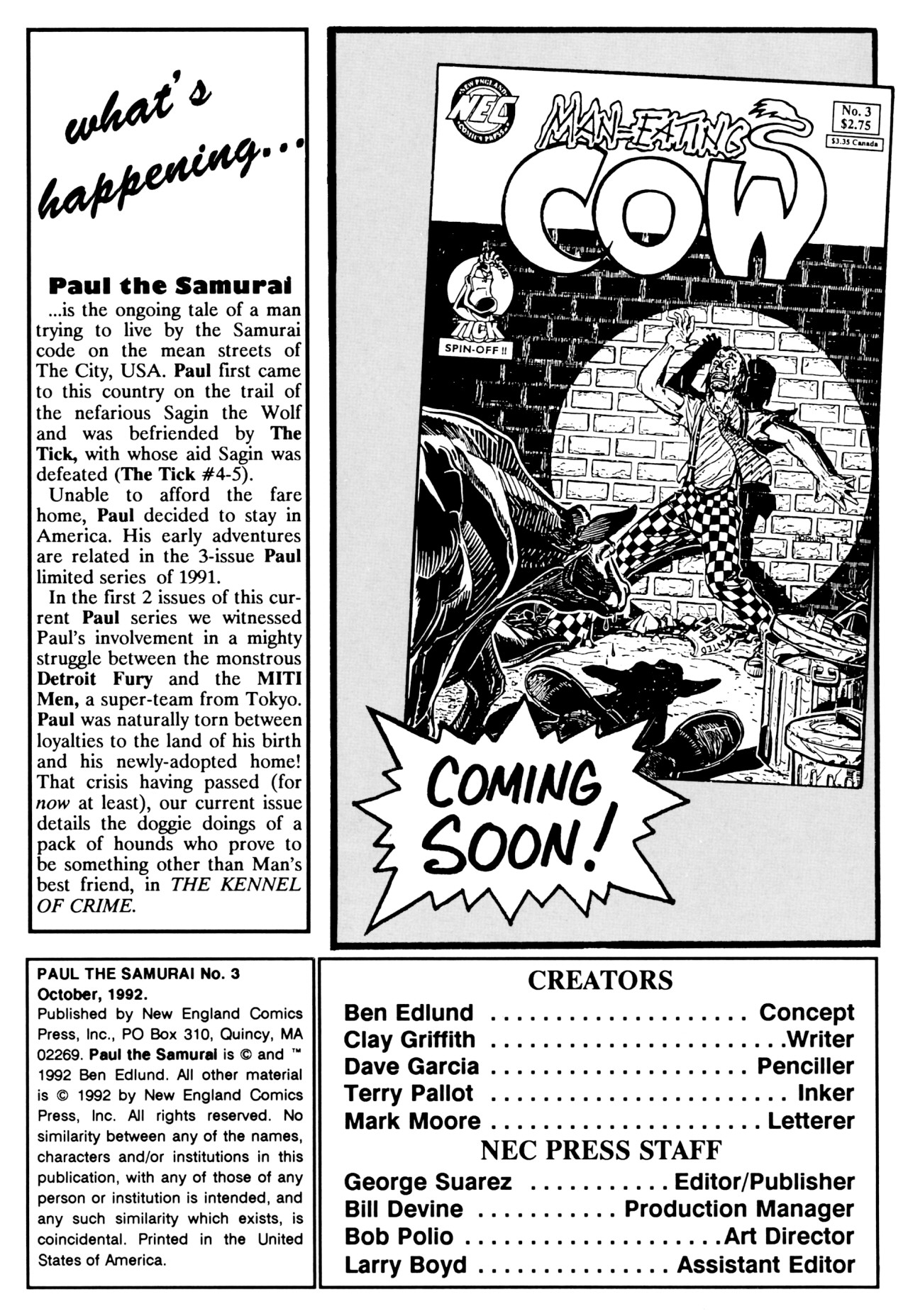 Read online Paul the Samurai (1992) comic -  Issue #3 - 2