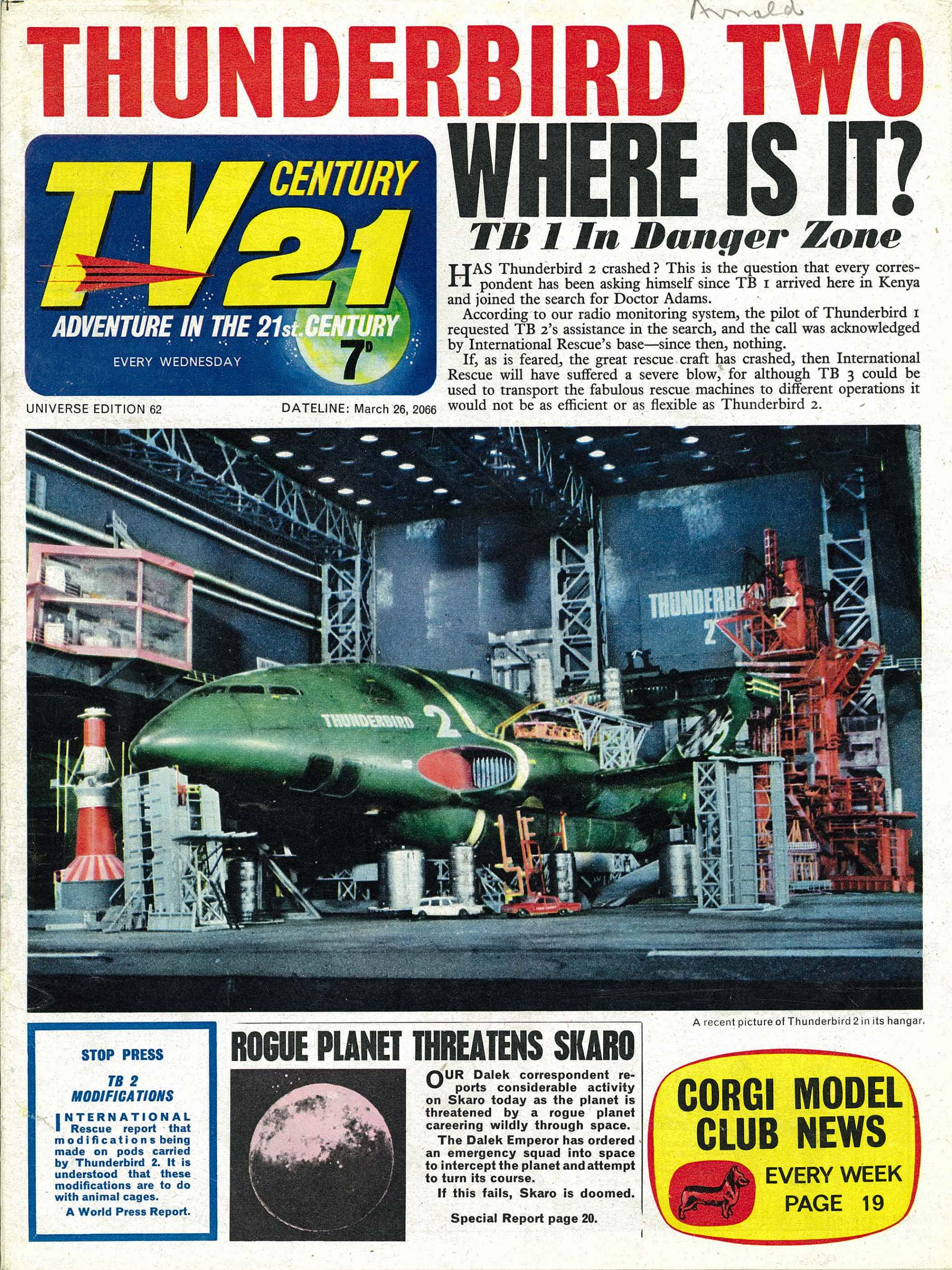 Read online TV Century 21 (TV 21) comic -  Issue #62 - 1