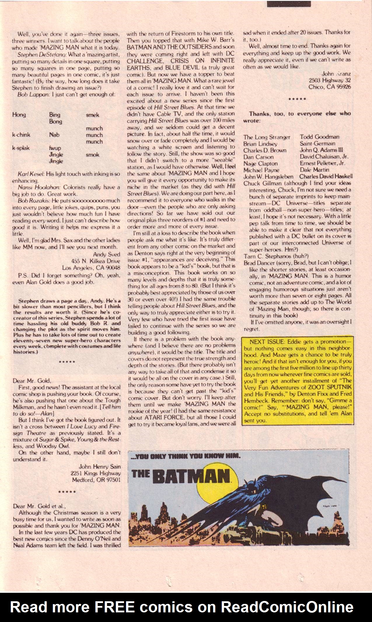Read online 'Mazing Man comic -  Issue #8 - 18
