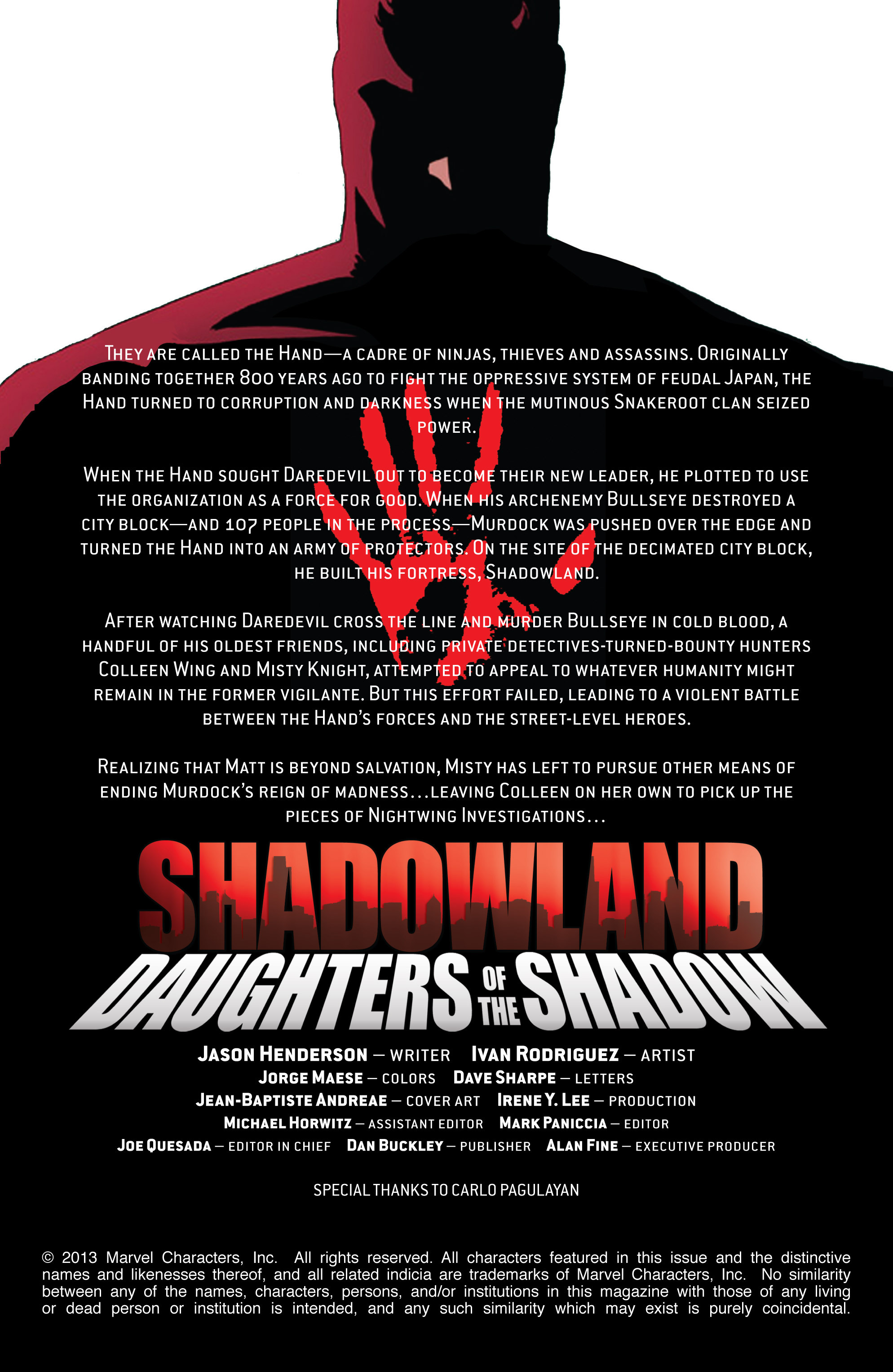 Read online Shadowland: Daughters of the Shadow comic -  Issue #1 - 2