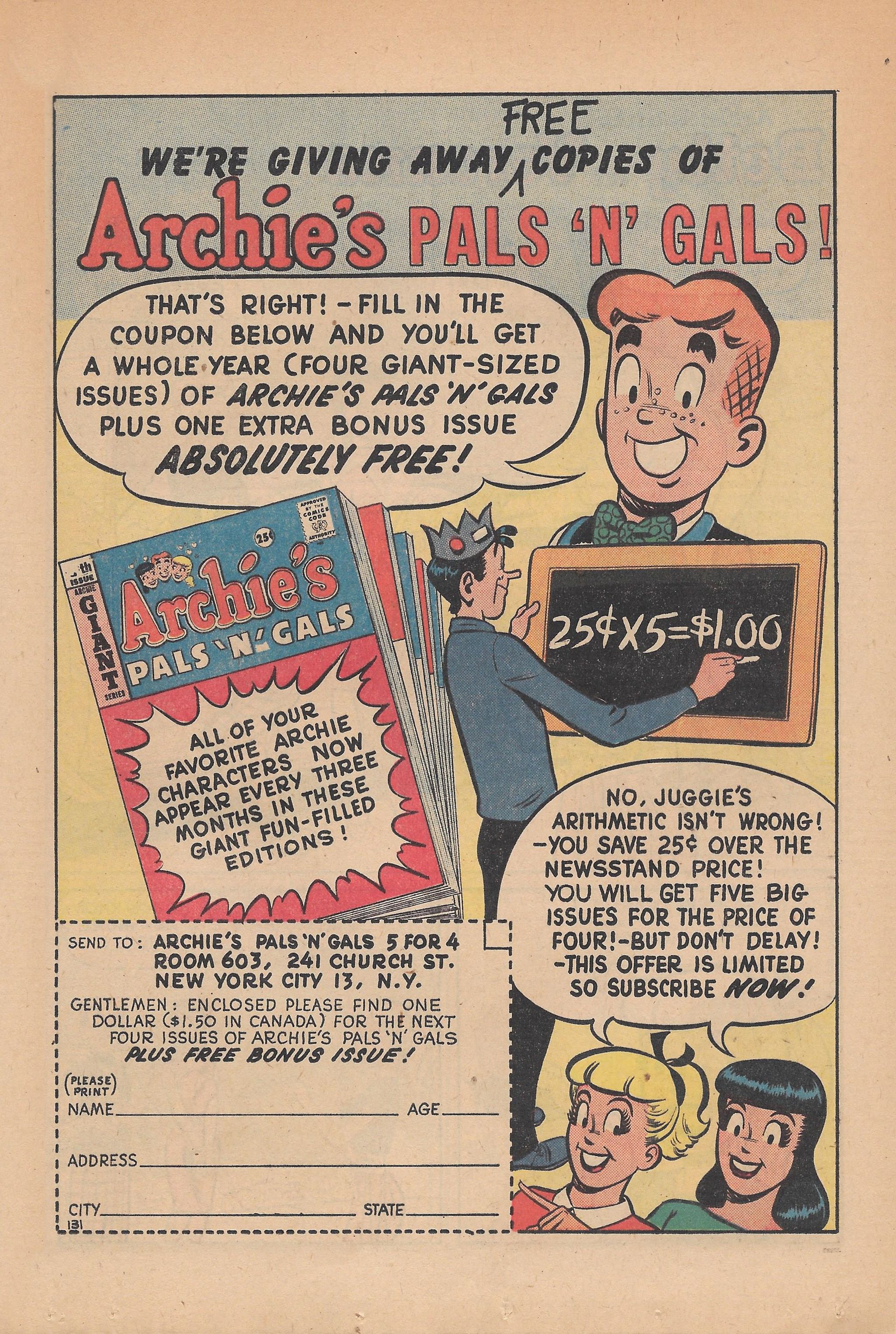 Read online Archie's Pals 'N' Gals (1952) comic -  Issue #17 - 21