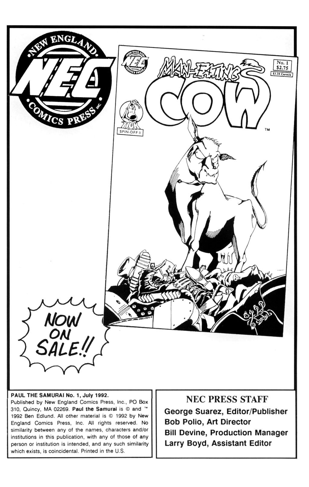 Read online Paul the Samurai (1992) comic -  Issue #1 - 2