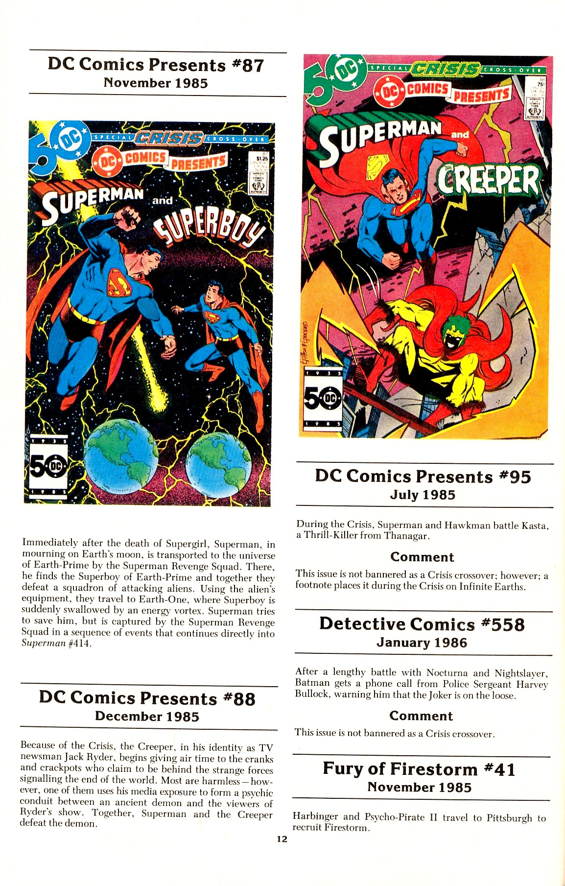 Read online The Official Crisis on Infinite Earths Crossover Index comic -  Issue # Full - 14