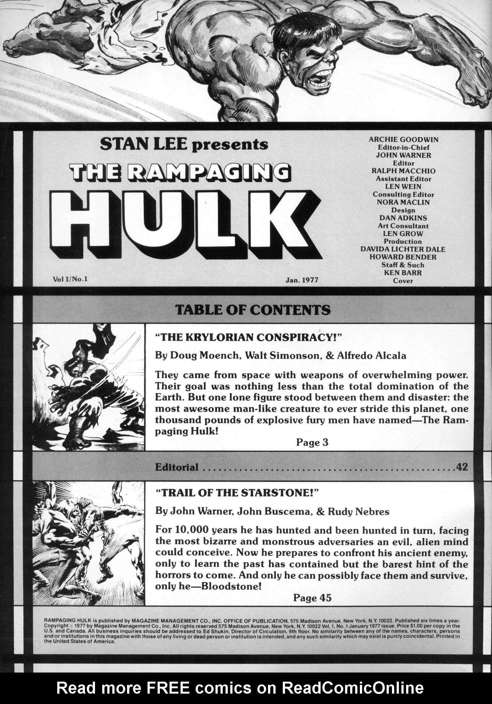 Read online The Rampaging Hulk comic -  Issue #1 - 2