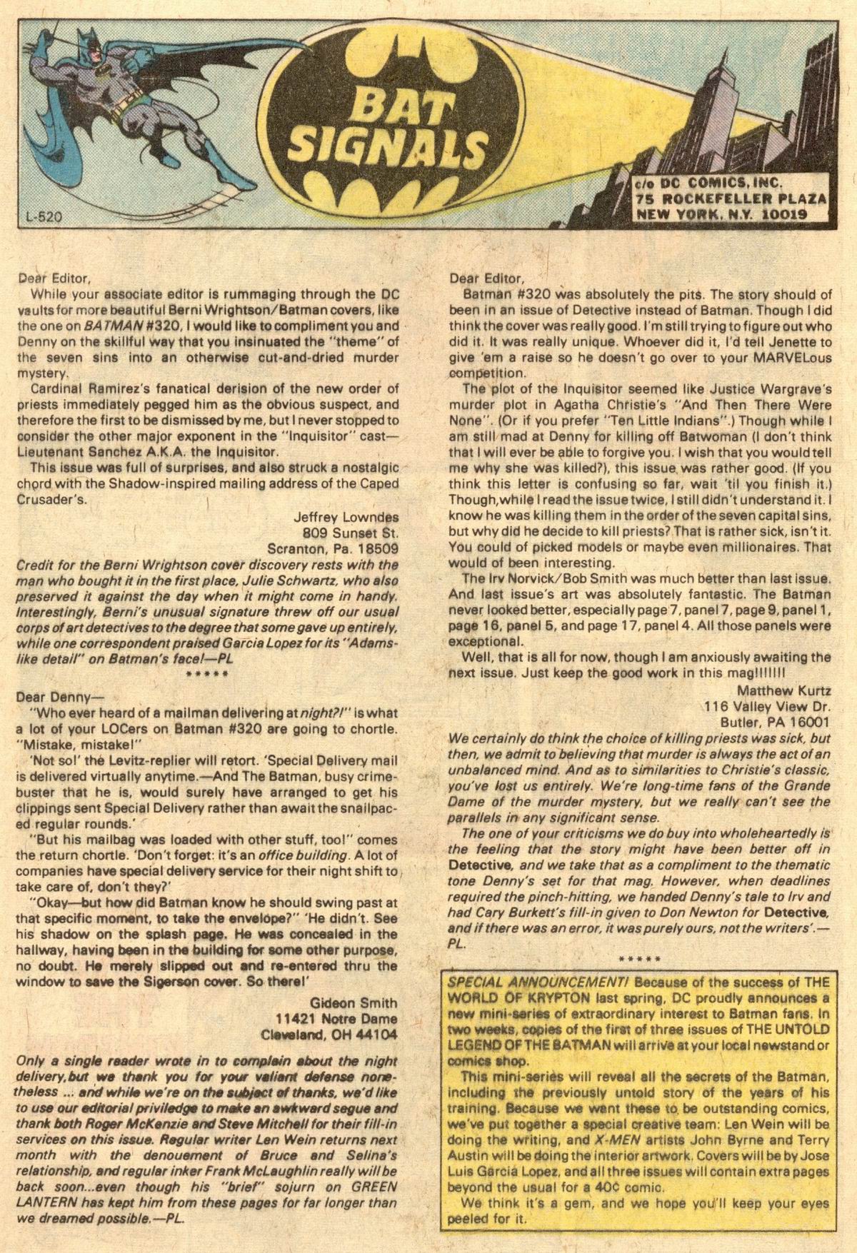 Read online Batman (1940) comic -  Issue #325 - 32