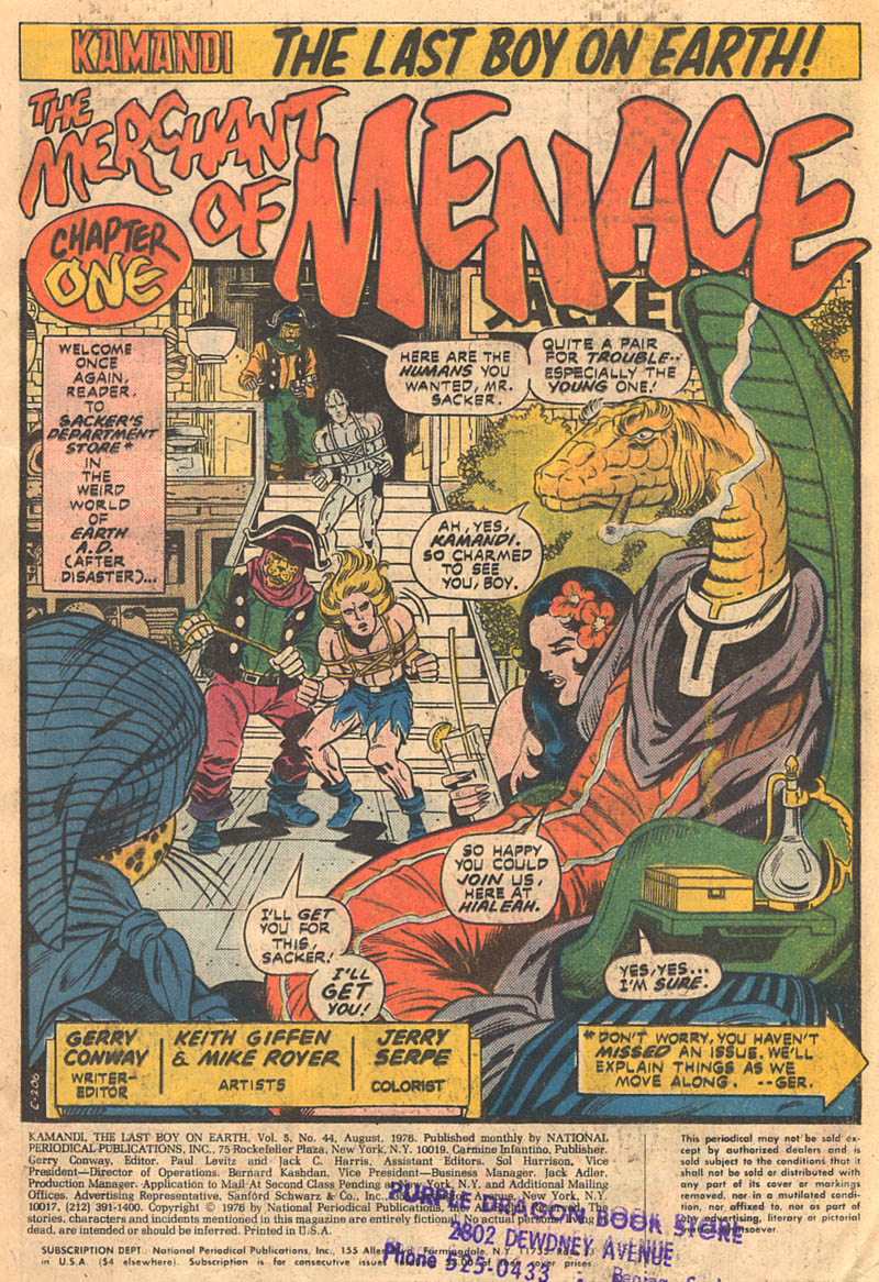 Read online Kamandi, The Last Boy On Earth comic -  Issue #44 - 2