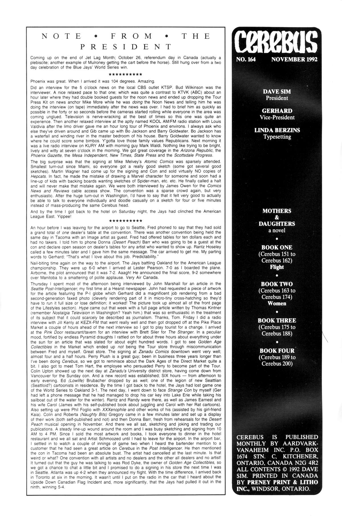 Read online Cerebus comic -  Issue #164 - 2