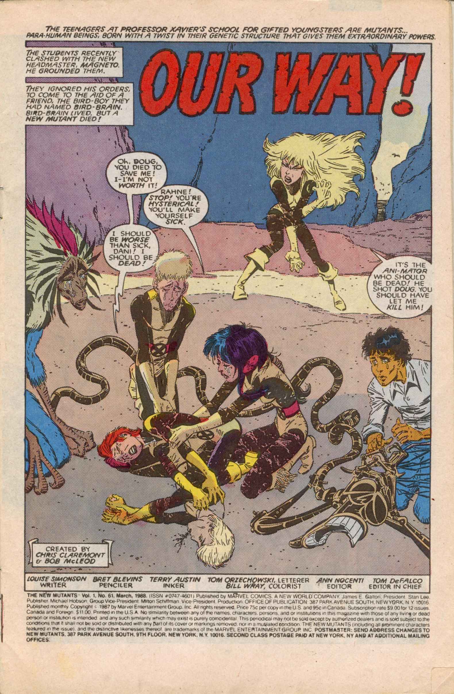 Read online The New Mutants comic -  Issue #61 - 2