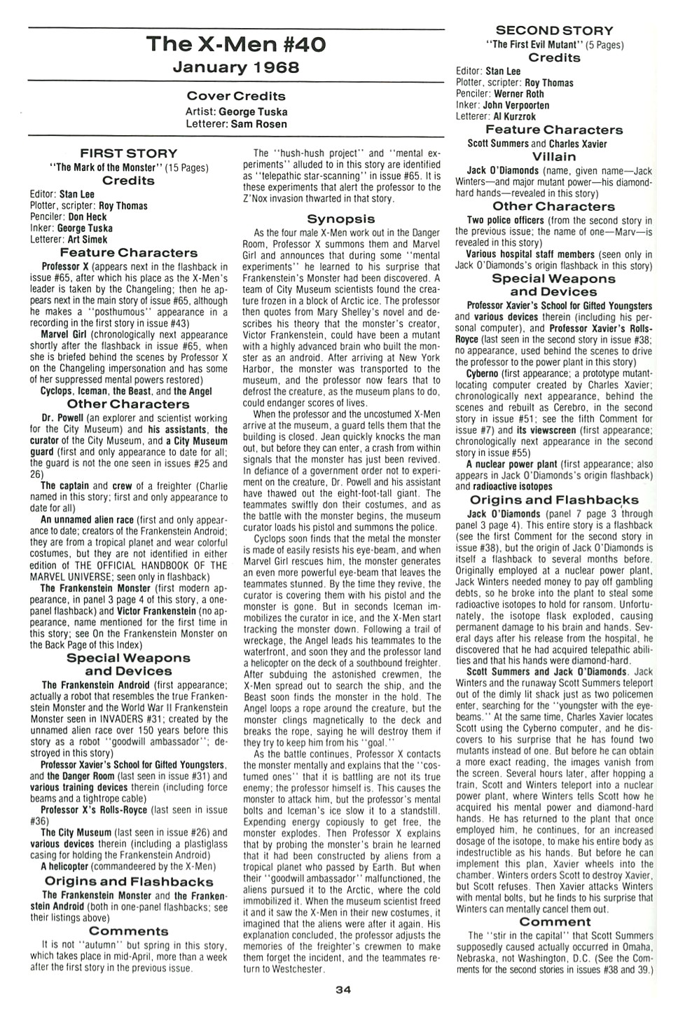 Read online The Official Marvel Index To The X-Men comic -  Issue #2 - 36