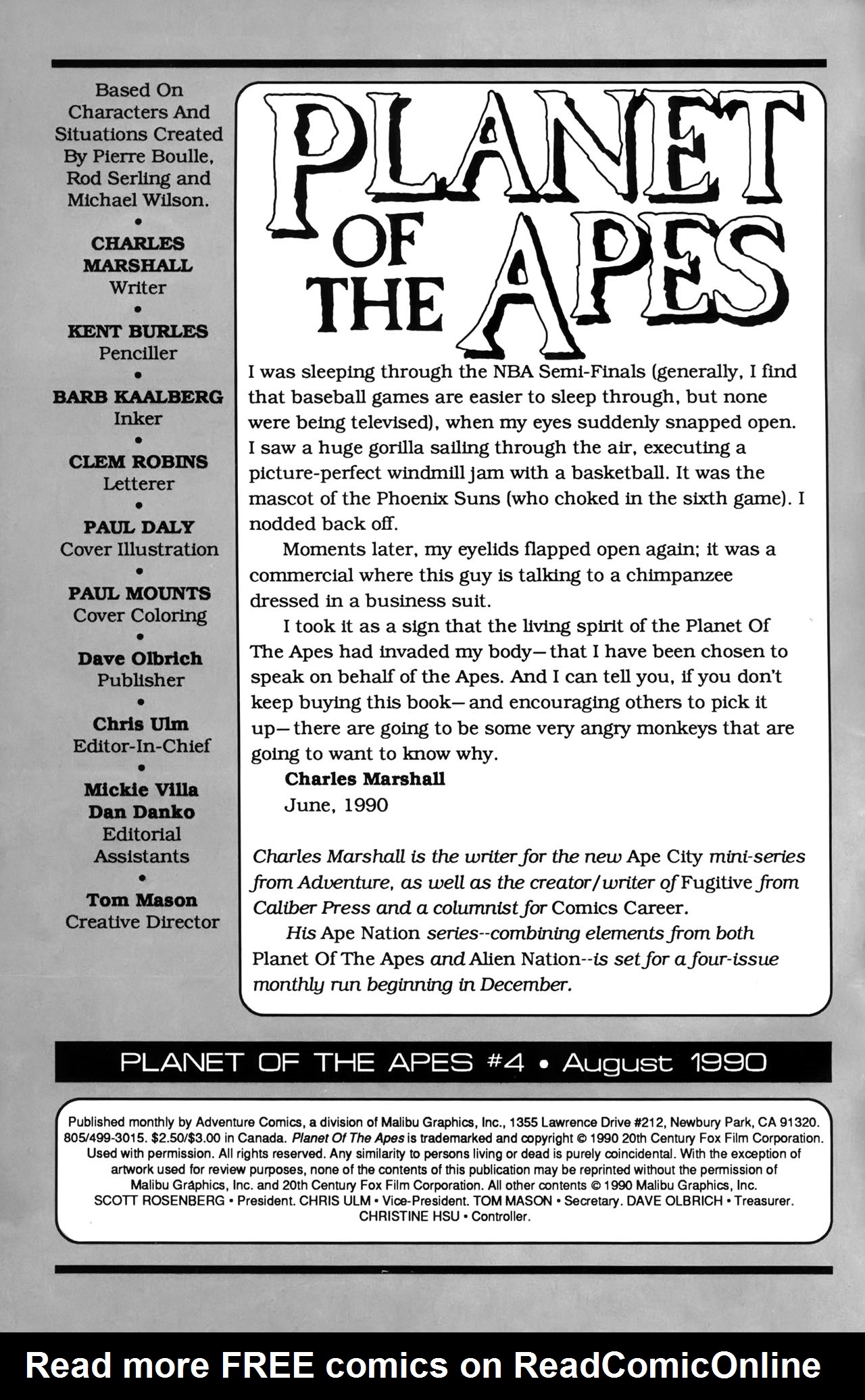 Read online Planet of the Apes (1990) comic -  Issue #4 - 2