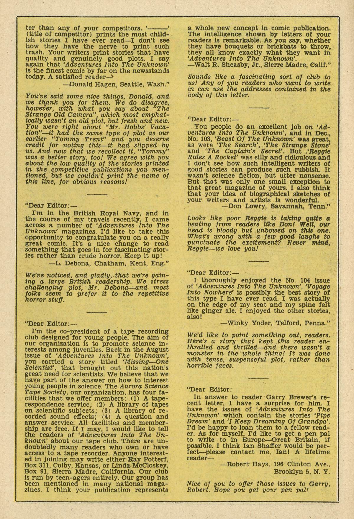 Read online Adventures Into The Unknown comic -  Issue #108 - 14