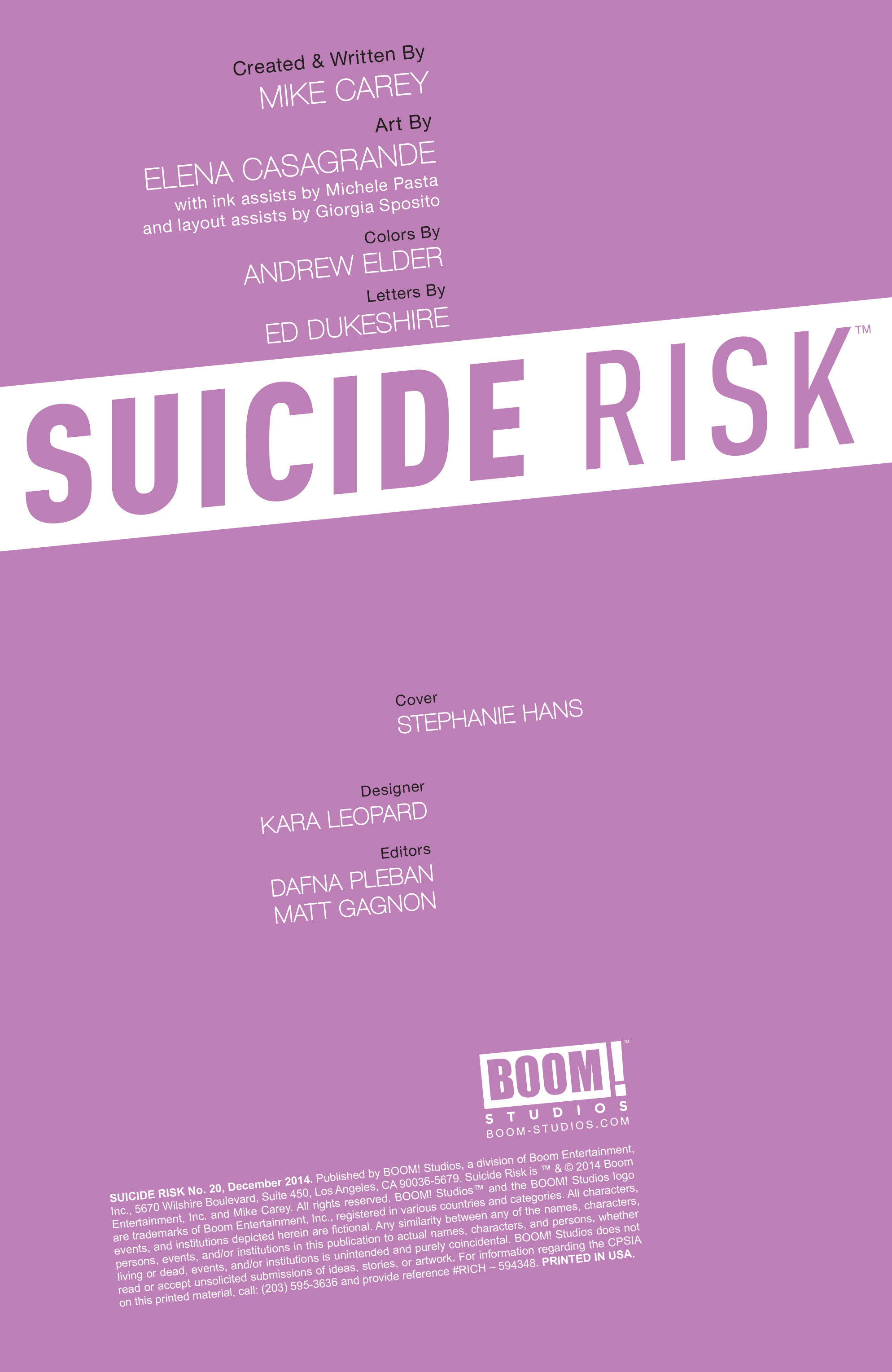 Read online Suicide Risk comic -  Issue #20 - 2