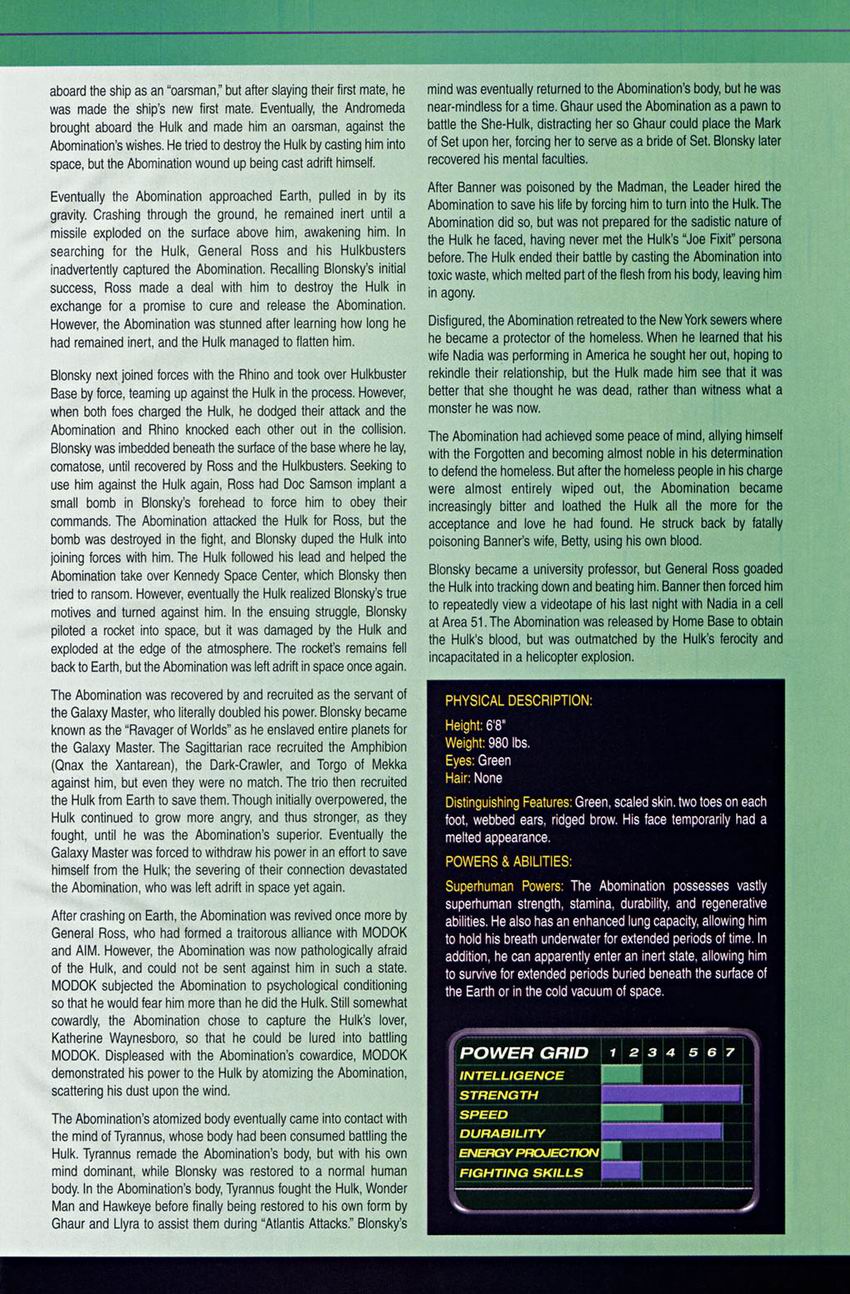 The Official Handbook of the Marvel Universe: Hulk issue Full - Page 6