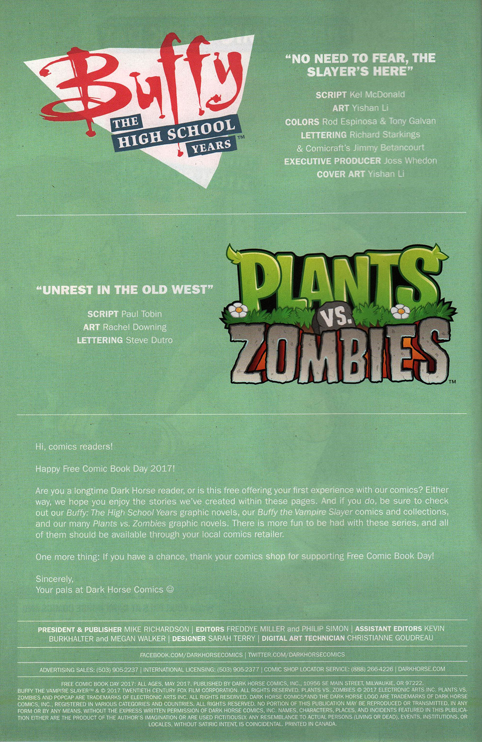 Read online Free Comic Book Day 2017 comic -  Issue # Buffy - Plants vs Zombies - 2