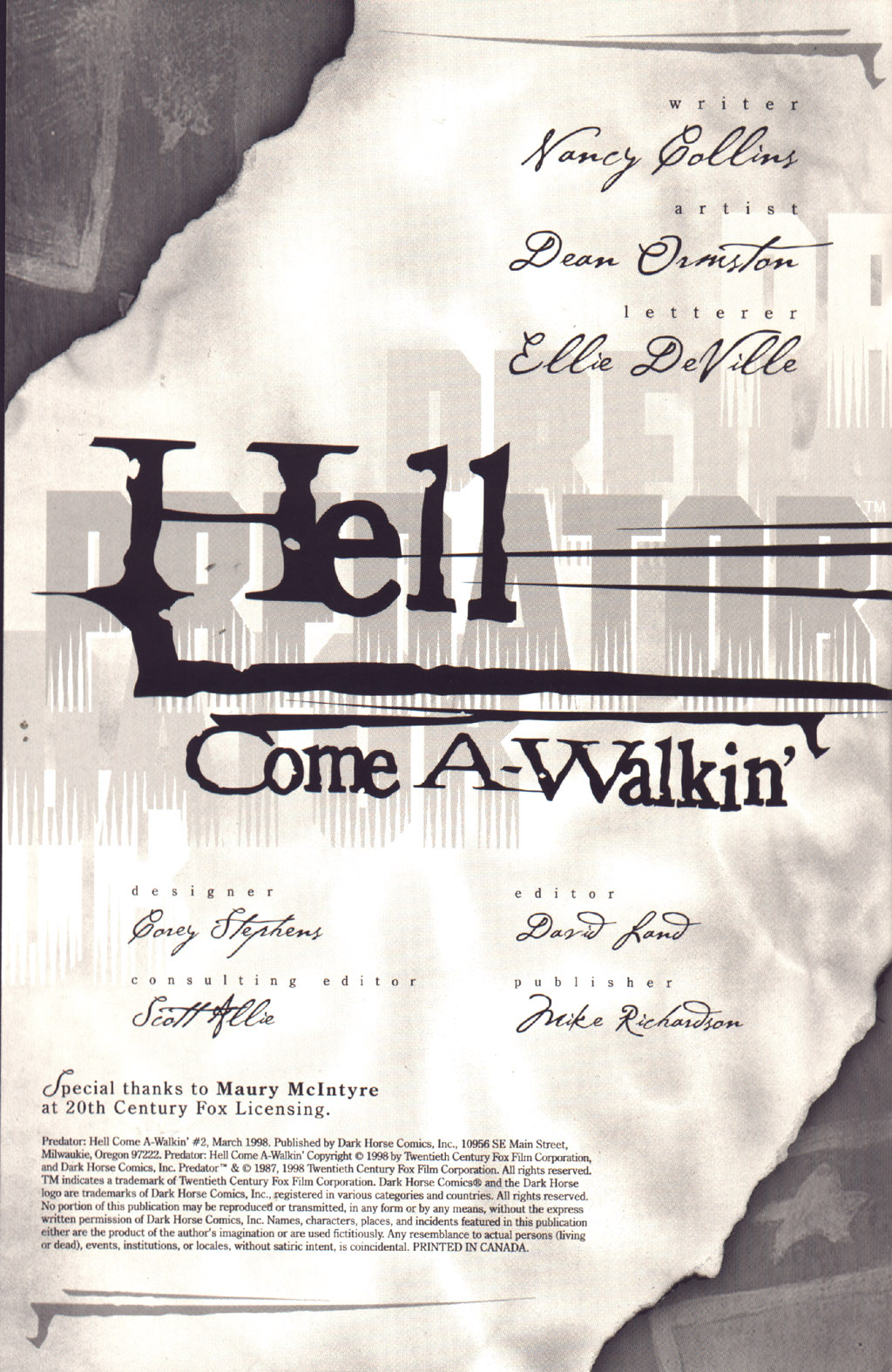 Read online Predator: Hell Come A-Walkin' comic -  Issue #2 - 2