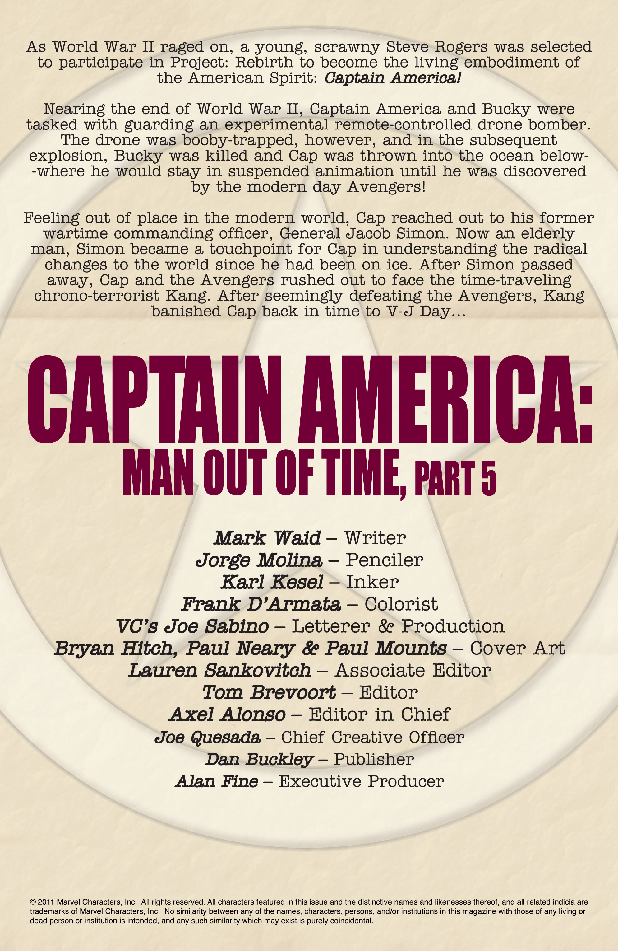 Captain America: Man Out of Time 5 Page 1
