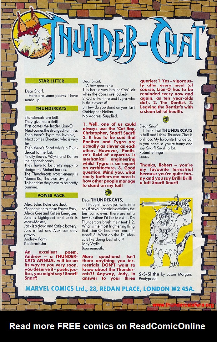 Read online ThunderCats (1987) comic -  Issue #14 - 14