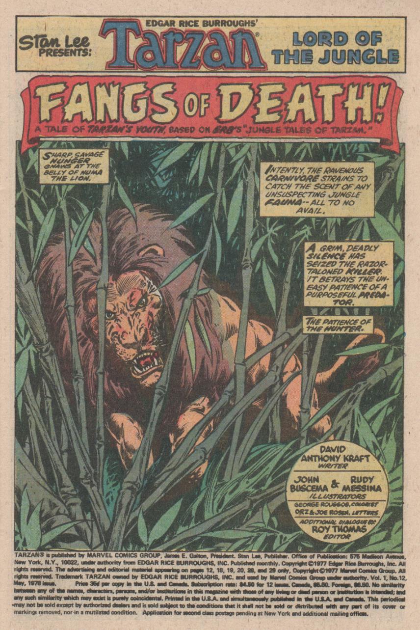 Read online Tarzan (1977) comic -  Issue #12 - 2