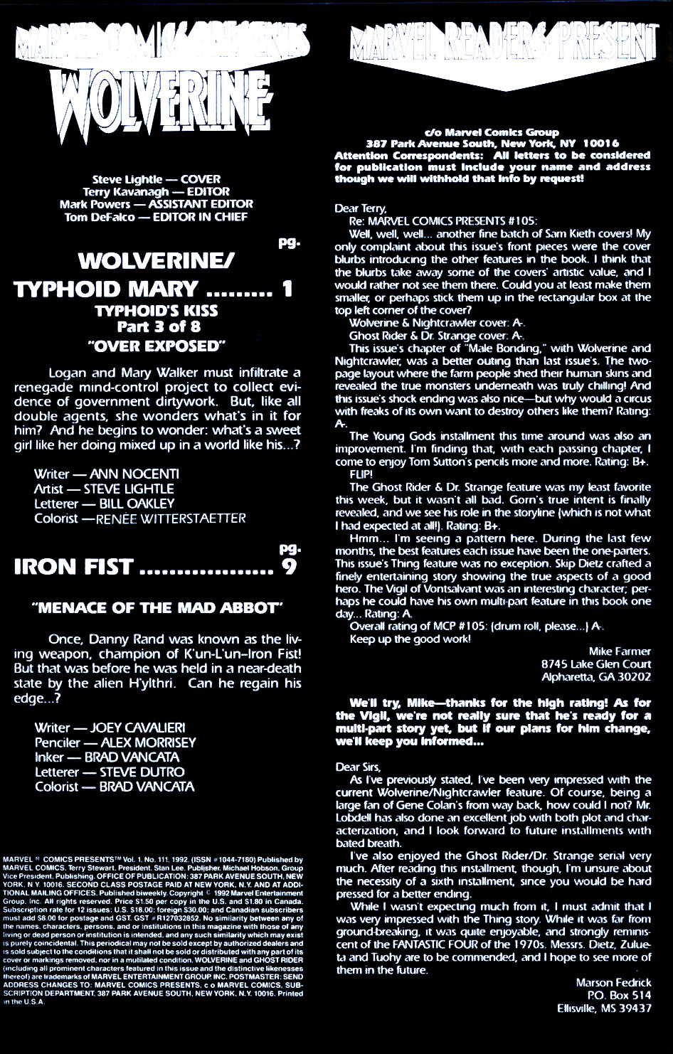 Read online Marvel Comics Presents (1988) comic -  Issue #111 - 2