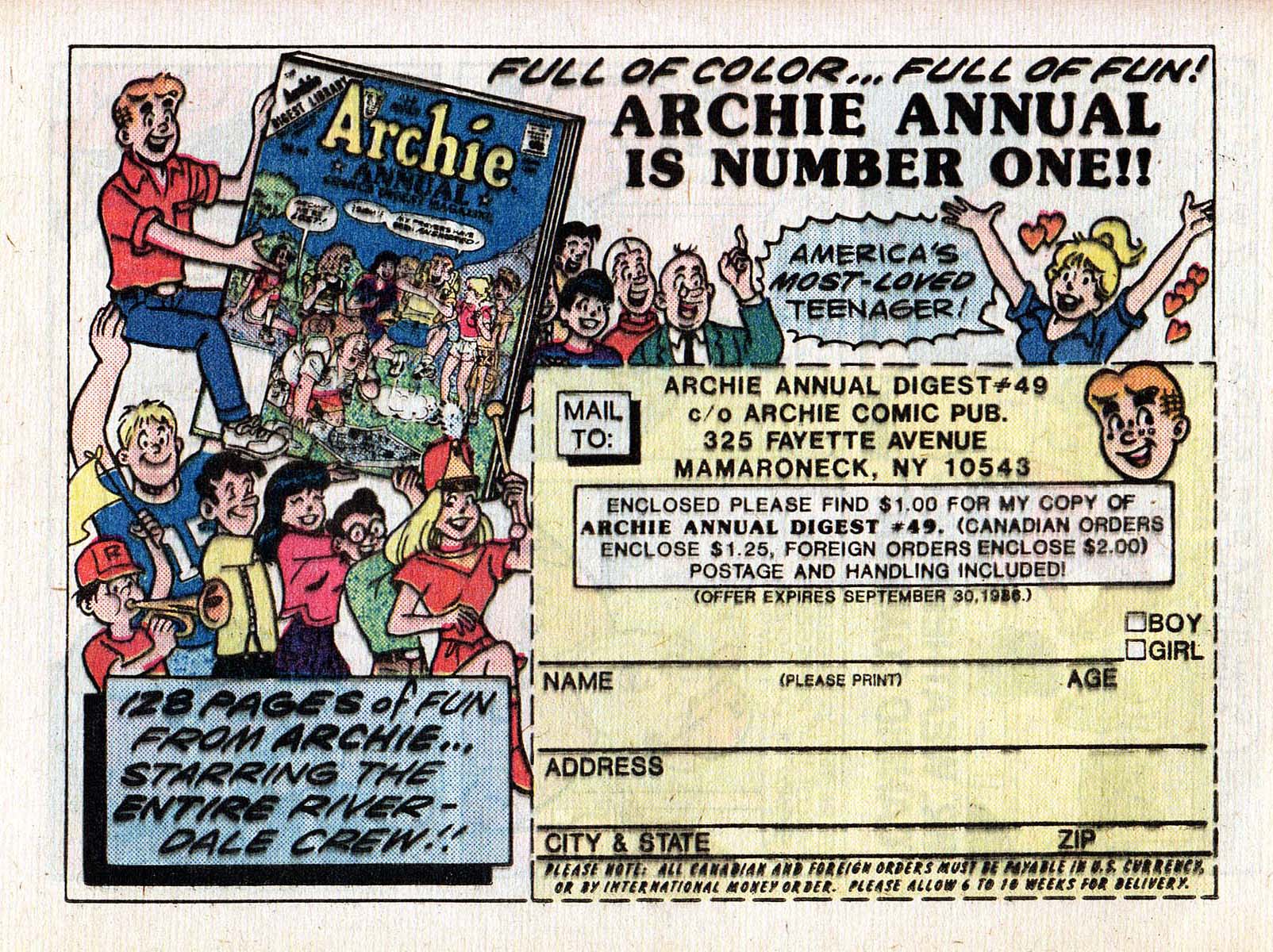 Read online Jughead Jones Comics Digest comic -  Issue #40 - 72