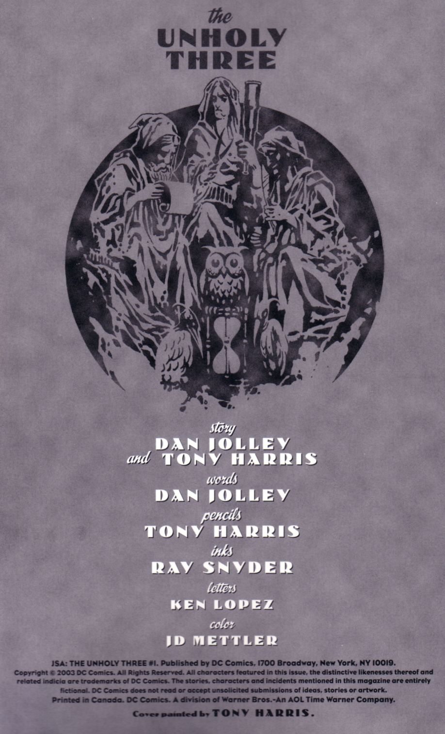 Read online JSA: The Unholy Three comic -  Issue #1 - 2