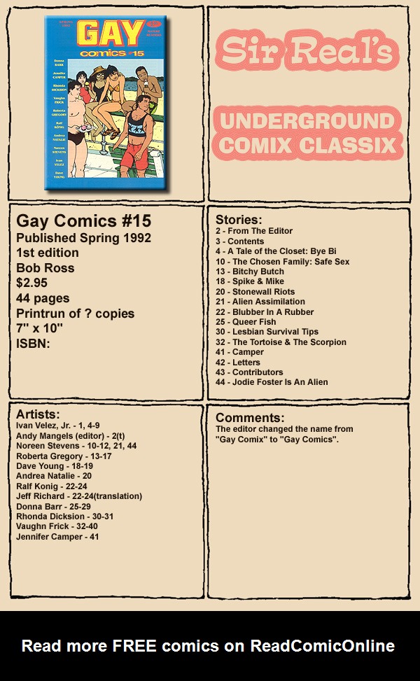 Read online Gay Comix (Gay Comics) comic -  Issue #15 - 1