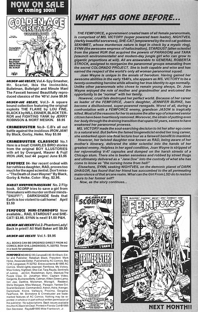 Read online Femforce comic -  Issue #83 - 2