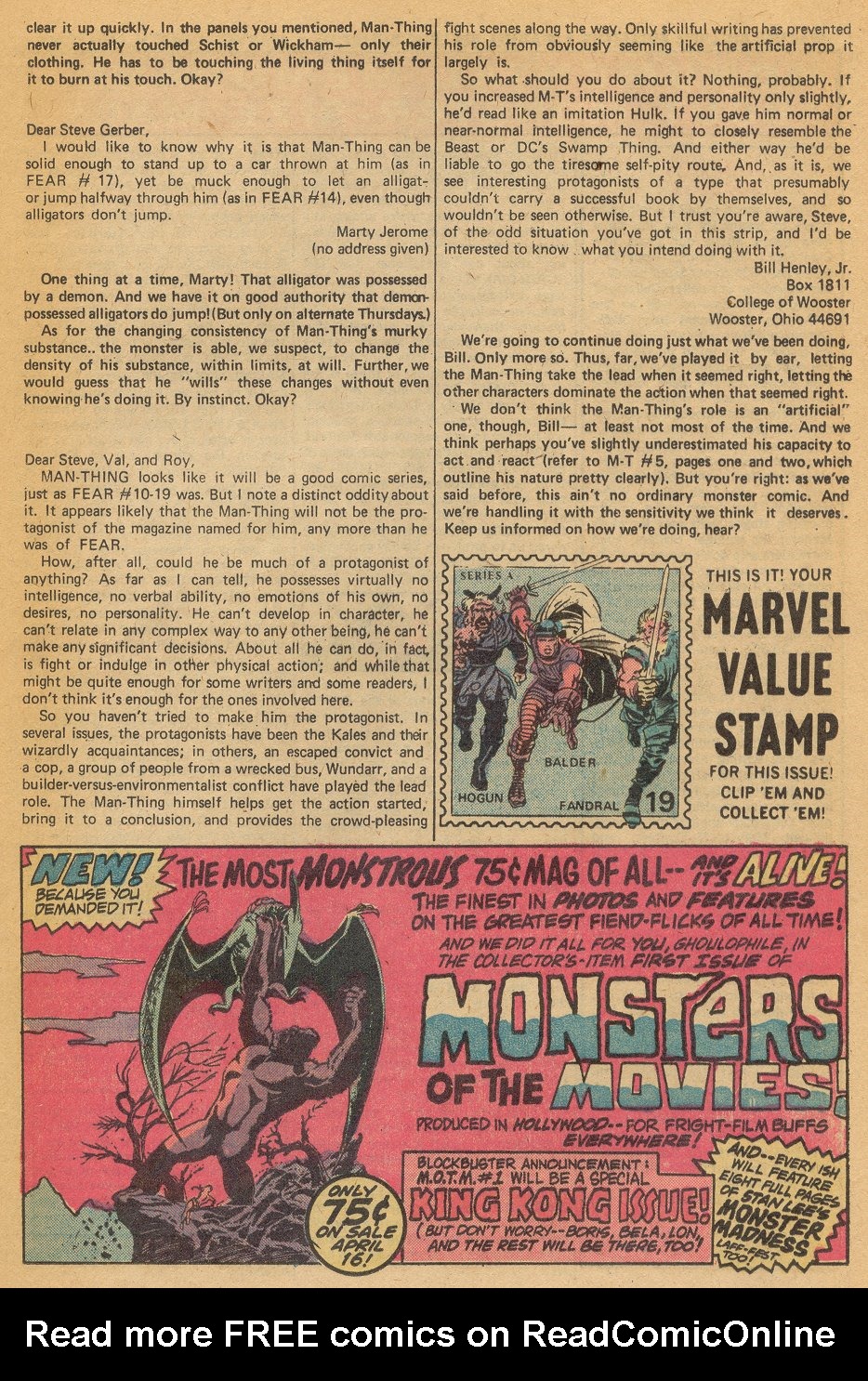 Read online Man-Thing (1974) comic -  Issue #7 - 14