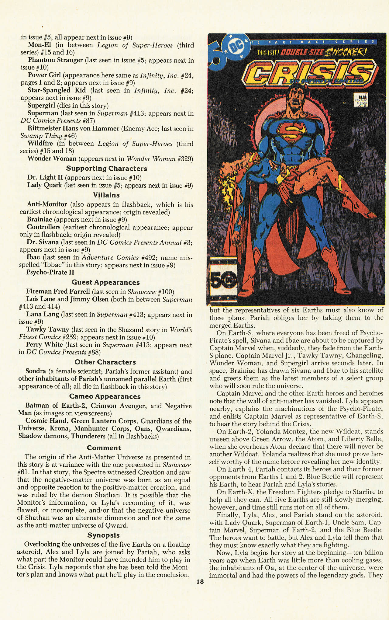 Read online The Official Crisis on Infinite Earths Index comic -  Issue # Full - 20
