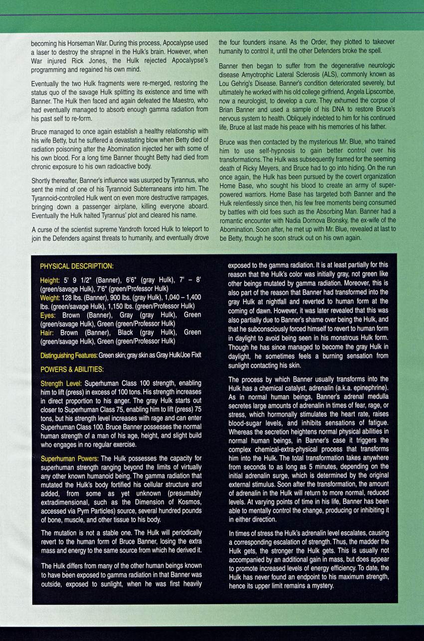 Read online The Official Handbook of the Marvel Universe: Hulk comic -  Issue # Full - 20