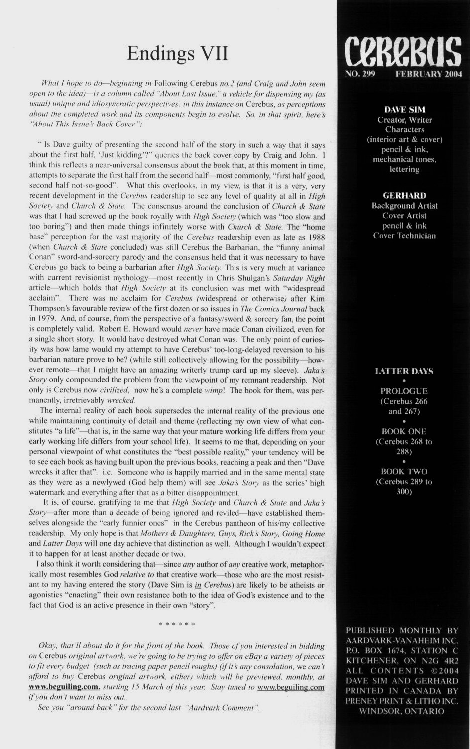Cerebus Issue #299 #297 - English 2