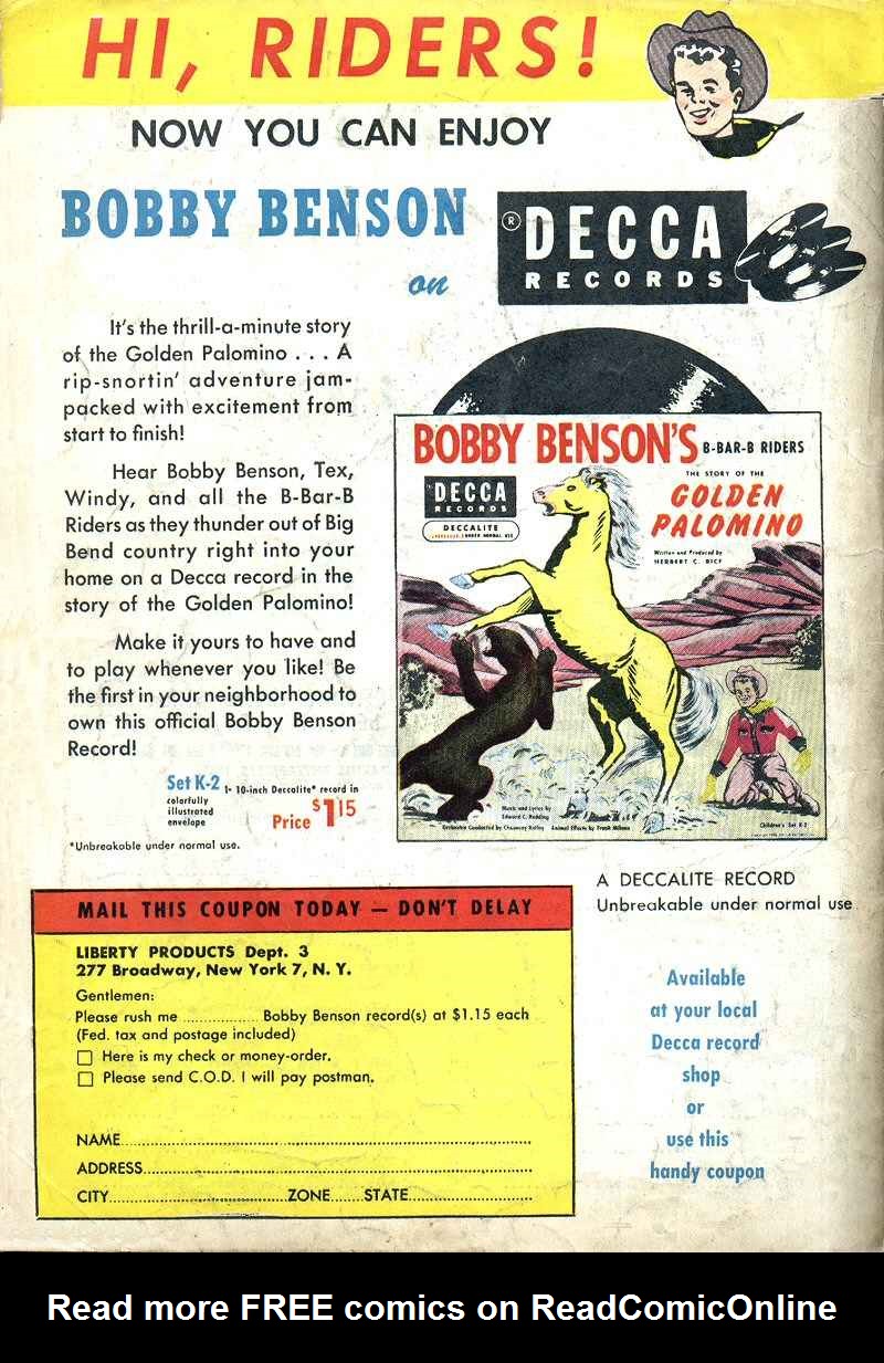 Read online Bobby Benson's B-Bar-B Riders comic -  Issue #3 - 34