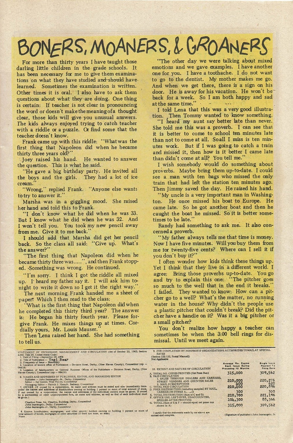 Read online Yogi Bear (1970) comic -  Issue #5 - 13
