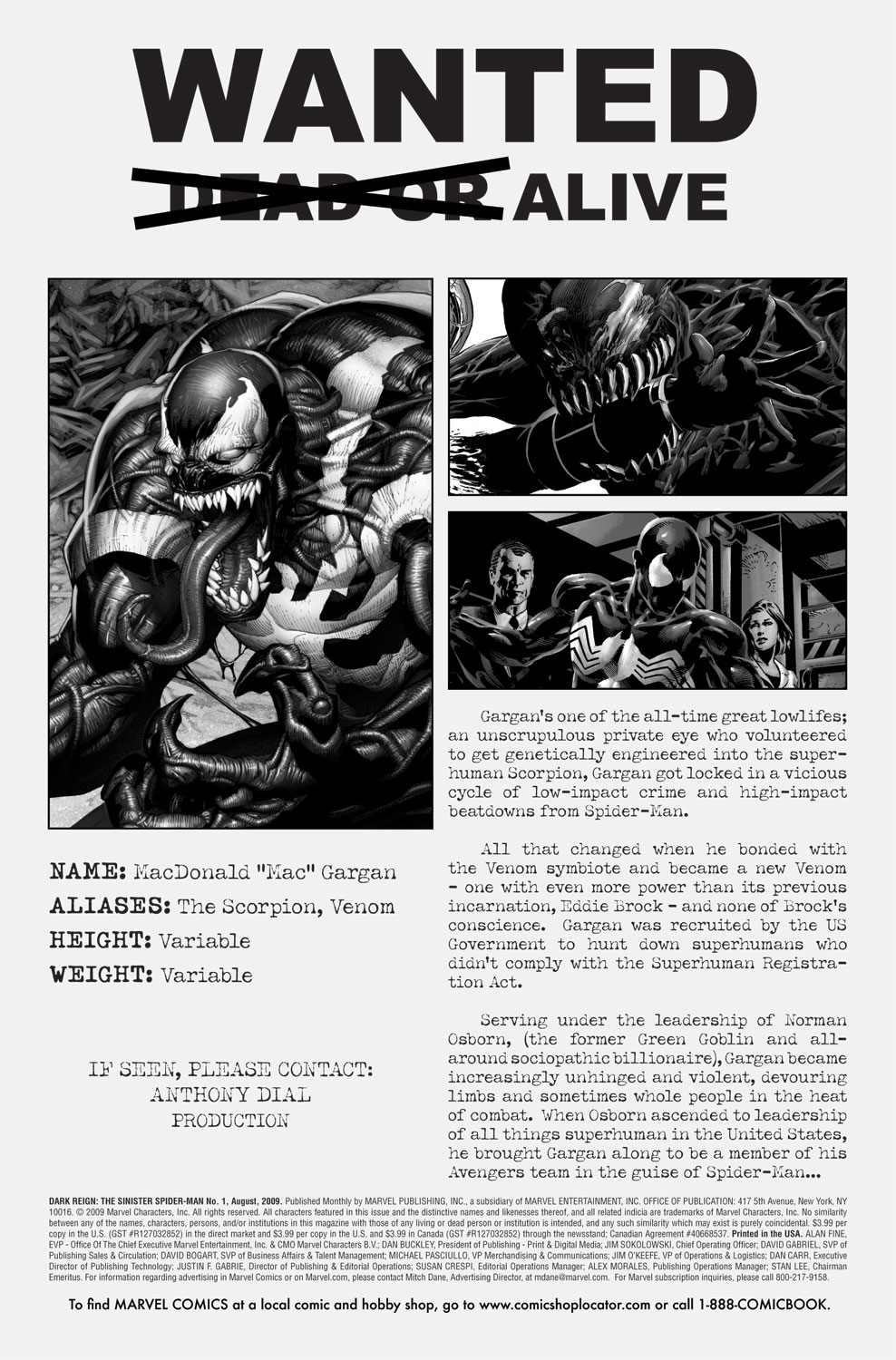 Read online Dark Reign: The Sinister Spider-Man comic -  Issue #1 - 2