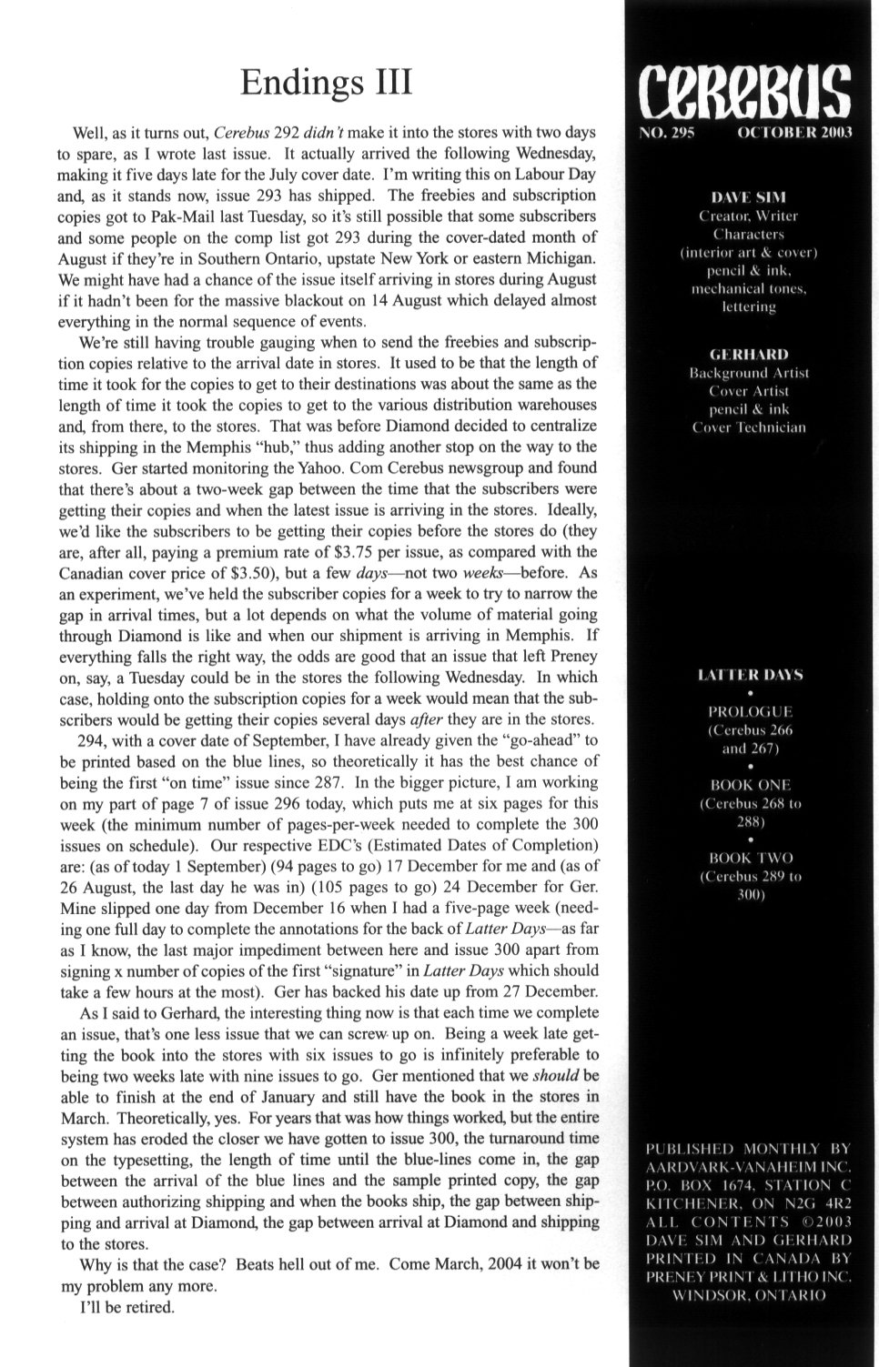 Read online Cerebus comic -  Issue #295 - 2