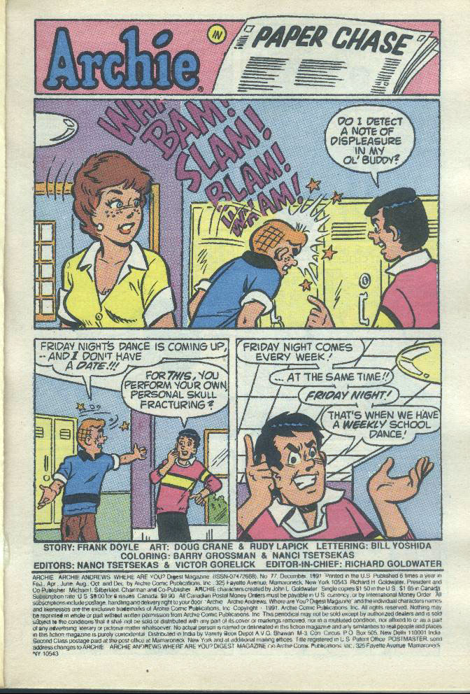Read online Archie...Archie Andrews, Where Are You? Digest Magazine comic -  Issue #77 - 2
