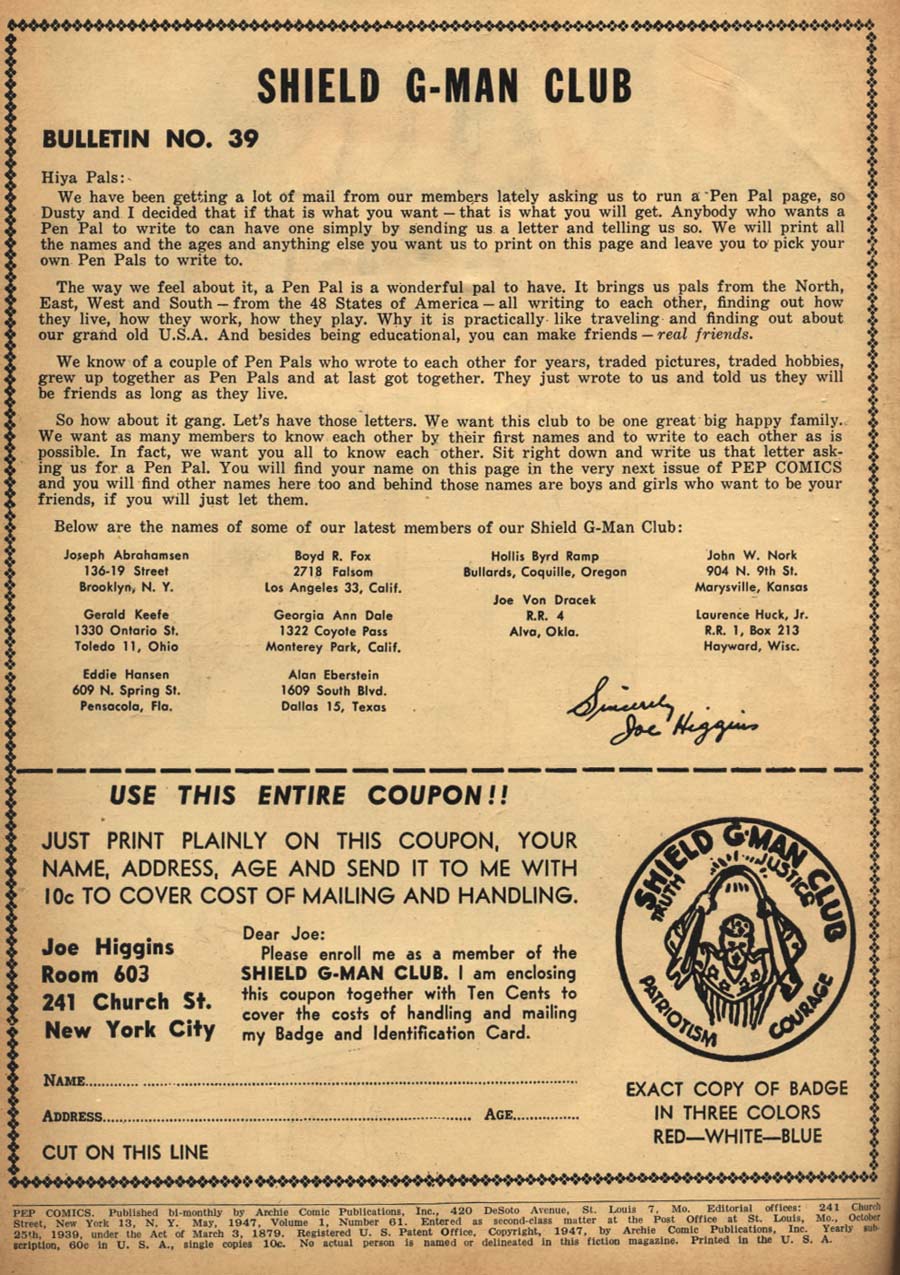 Read online Pep Comics comic -  Issue #61 - 3