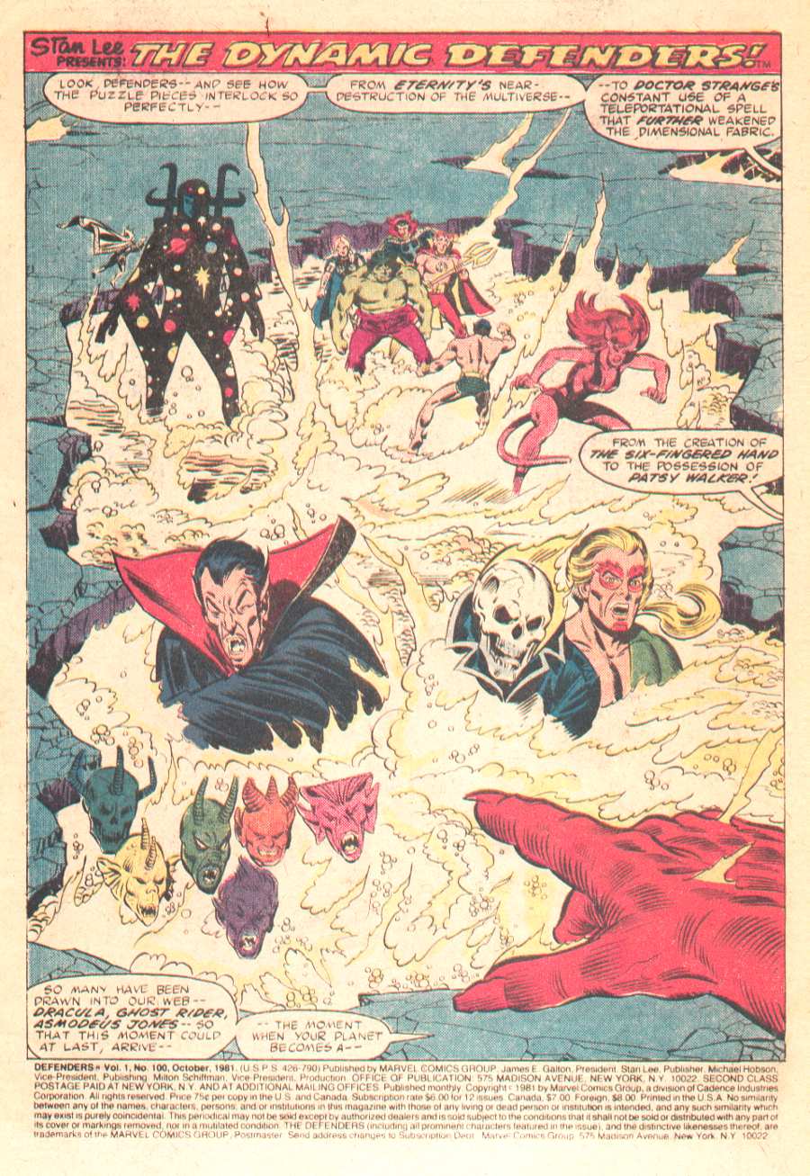 Read online The Defenders (1972) comic -  Issue #100 - 2