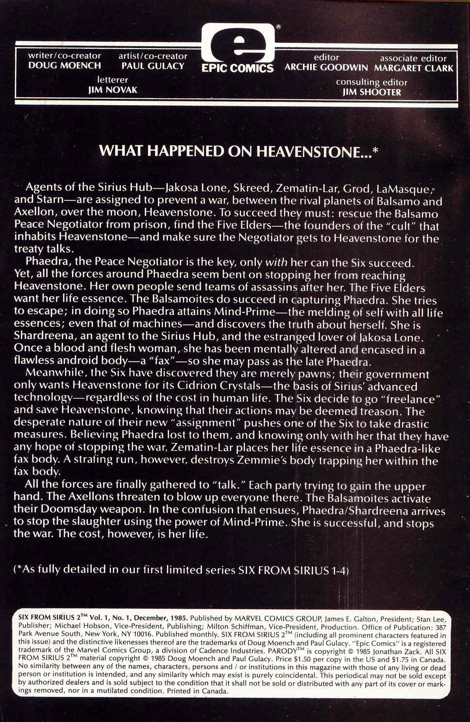 Read online Six From Sirius 2 comic -  Issue #1 - 2