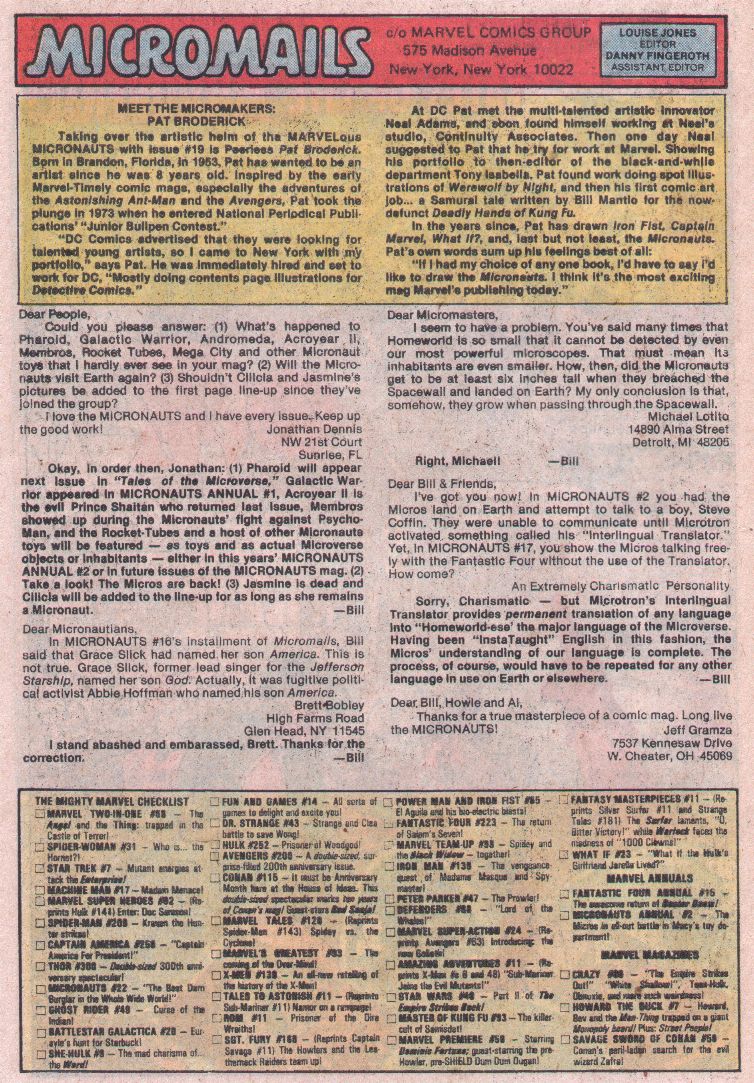 Read online Micronauts (1979) comic -  Issue #22 - 19