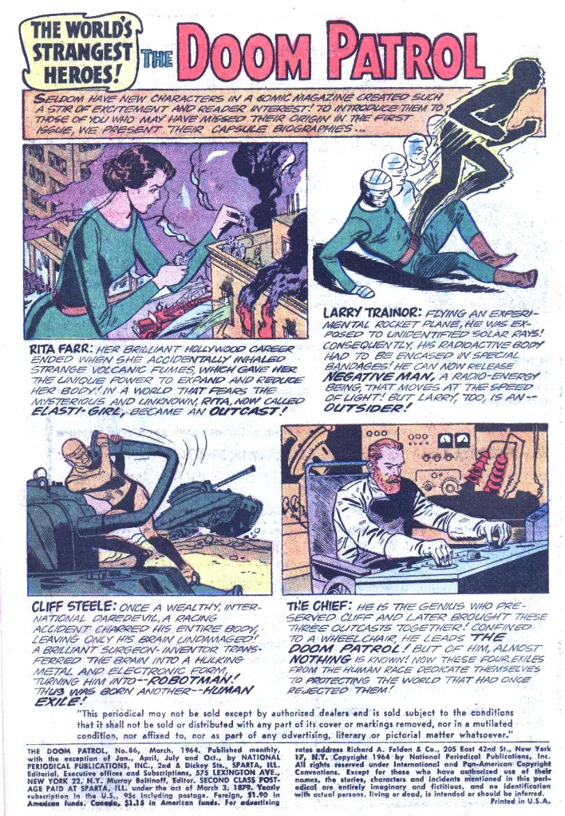 Read online Doom Patrol (1964) comic -  Issue #86 - 3