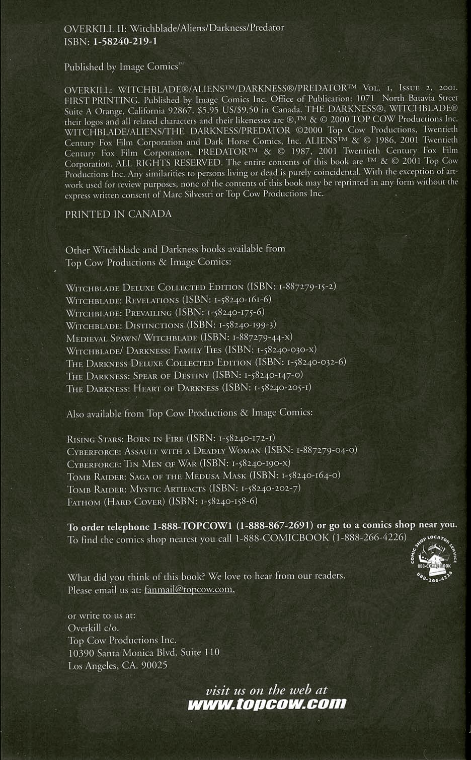 Read online Overkill: Witchblade/Aliens/Darkness/Predator comic -  Issue #2 - 2